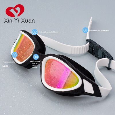 Outdoor Open Water Adult Swimming Goggles Clear PC Lens Comfort Silicone Eye Seal & Elastic Silicone Headband Leakproof Swim Eyewear