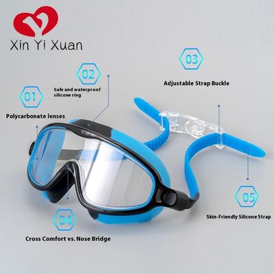 Children's swimming goggles OEM customized large-frame silicone waterproof and anti-fog swimming glasses cross-border, high-definition for both men and women, new model swimming goggles