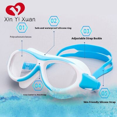 Children's swimming goggles - detachable rubber frame, waterproof and anti-fog swimming glasses, silicone swimming cap, nose clip, ear plug, manufacturer, swimming goggles