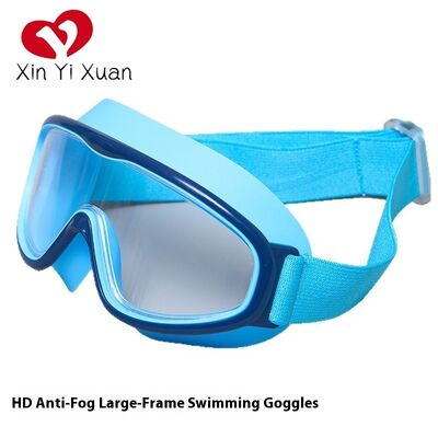 New style children's frame swimming goggles with headbands. Large frame silicone swimming glasses. Colorful electroplated waterproof and anti-fog goggles.