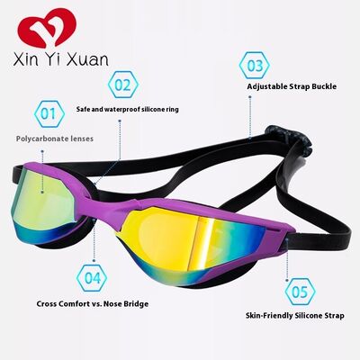 Adult size silicone waterproof and anti-fog swimming glasses. Cross-border for both men and women. Factory customized OEM/ODM high-definition anti-fog swimming goggles.