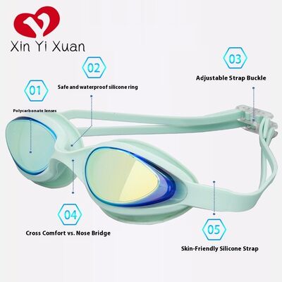 Adult silicone swimming goggles - suitable for both men and women. Electroplated, high-definition, water-resistant and anti-fog silicone swimming goggles. Factory custom-made with stock available.