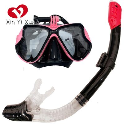 Full Dry Snorkel Mask Silicone Scuba Mask With Camera Mount Tempered Glass