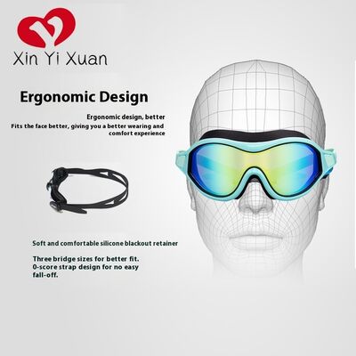 2025 Custom Large Frame Swimming Goggles - Glittering Electroplated - Adult Swimming Goggles - Anti-fog Silicone Swimming Goggles