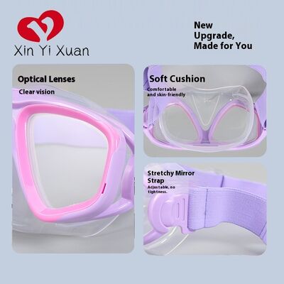 New model diving mask - Silicone anti-fog snorkel mask - Customized by the manufacturer - Fully dry breathing tube face mask - Headband with fabric strap for diving glasses