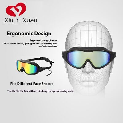 Adult swimming goggles, silicone integrated earplugs, waterproof fog-proof swimming glasses, cross-border European and American nearsightedness, customized OEM/ODM large-frame swimming goggles