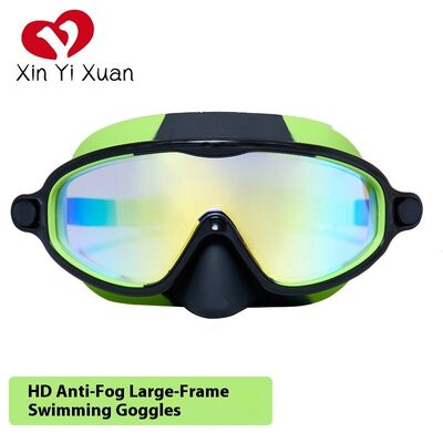 New model swimming goggles - High-definition waterproof and anti-fog large frame - Silicone connected earplugs for both men and women - Cross-border outdoor customized swimming goggles