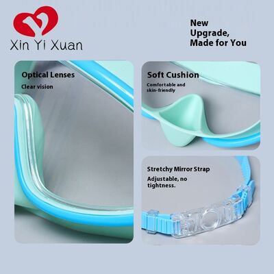 New model swimming goggles - High-definition waterproof and anti-fog large frame - Silicone connected earplugs for both men and women - Cross-border outdoor customized swimming goggles