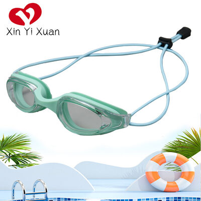 New style swimming goggles with elastic head straps. Professional adult swimming goggles for training and outdoor use with anti-fog feature. Colorful electroplated swimming goggles.