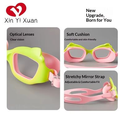 Anti-Fog HD Lens Kids Swimming Goggles, Cartoon Cat-Ear Small Frame Swim Goggles Wholesale Custom