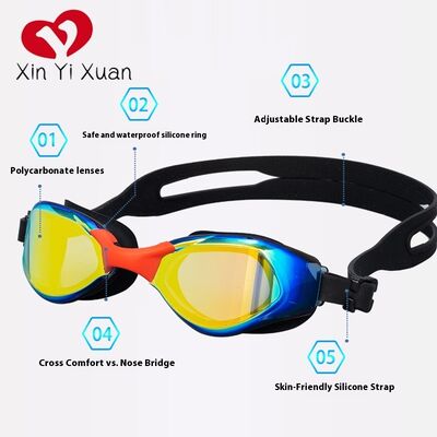 Factory Wholesale Professional Adult Training Swim Goggles Impact Resistant PC Lens Skin Friendly Silicone Seal & Elastic Silicone Head Strap Waterproof Swimming Goggles